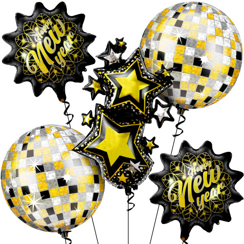 KatchOn, Giant New Years Eve Balloons Kit - Pack of 5 | Disco Balloons | Happy New Year Balloons for Happy New Year Decorations 2024 | Nye Balloons, NYE Decorations | New Years Eve Party Supplies