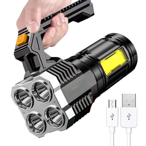 LED Flashlights High Lumens, USB Rechargeable Flashlights with Side Lights, Power Display & 4 Modes, IPX6 Waterproof Flashlight for Camping, Outdoor, Emergency #