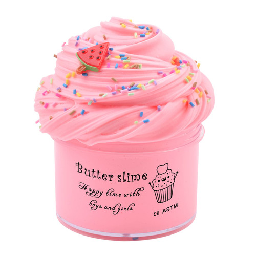 Pink Watermelon Butter Slime, Girls and Boys Stress Relief Toy, Super Soft and Non-Sticky, for Party Favors, Birthday Gifts, Prize, School Education, Scented Slime for Girls Boys Kid(7oz 200ml)