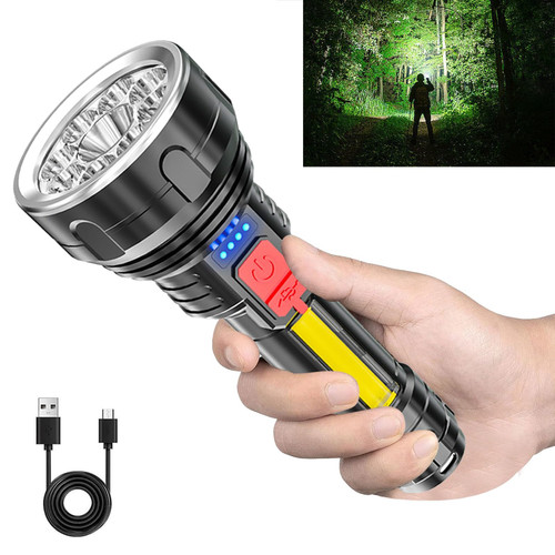 ???????????? ?????????? 1000 Lumens Super Bright LED Flashlight Zoomable Rechargeable Flashlight with 4 Modes Powerful Handheld Flashlight for Camping Emergencies (1PC) ???????????? ?????????? 1000 Lumens Super Bright LED Flashlight Zoomable Rechargeable Flashlight with 4 Modes Powerful Handheld Flashlight for Camping Emergencies (1PC)