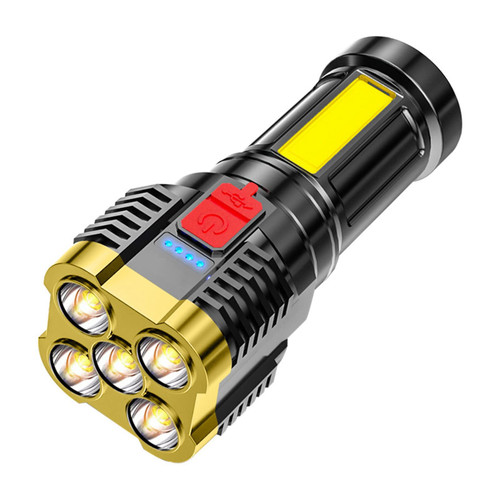 ZZKHGo Five Explosion LED Flashlight - 5000 Lumens Super Bright Flashlights, Zoomable Powerful Flashlights High Lumens Rechargeable Handheld Small Flashlight for Camping and Emergencies (B)