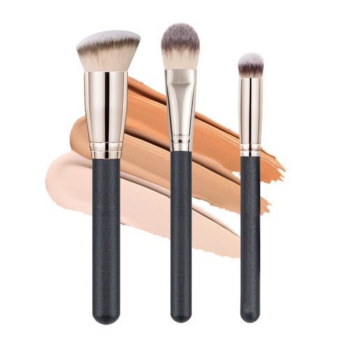 Makeup Brushes, Raffaello 3Pcs Foundation Brushes for Liquid Makeup, Professional Kabuki Foundation Brushes Set for Blending Liquid Cream Flawless Powder Cosmetics Buffing Stippling Concealer