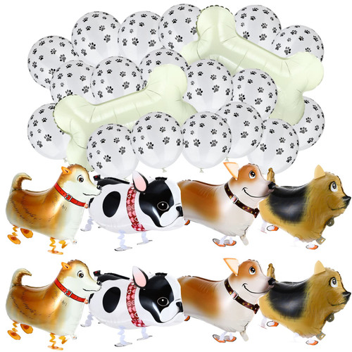 40 Pieces Walking Animal Balloons Dog Themed Balloons Pet Dog Balloons Foil Dog Balloon Dog Paw Print Latex Balloons for Kids Animal Theme Birthday Party Decorations