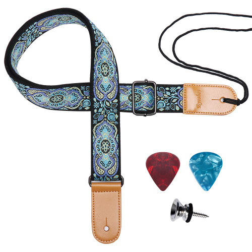 Eyeshot Ukulele Strap, Hawaiian Jacquard Blue Totem Ukelele Shoulder Strap, Suitable for Soprano Concert Tenor Baritone String Instruments