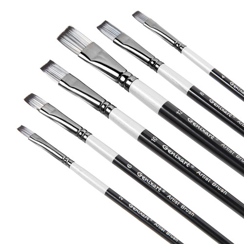 Flat Paint Brushes Set, 6 Pcs Artist Paintbrushes for Acrylic Oil Watercolor Gouache Painting, Premium Nylon Hair Art Paint Brush for Beginners and Professionals Flat Paint Brushes Set, 6 Pcs Artist Paintbrushes for Acrylic Oil Watercolor Gouache Painting, Premium Nylon Hair Art Paint Brush for Beginners and Professionals