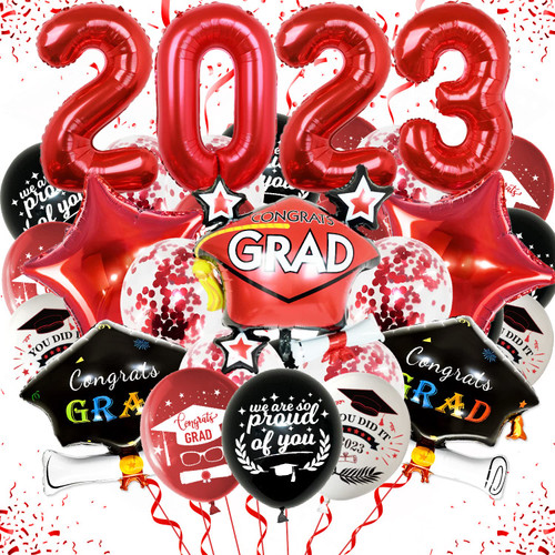 Graduation Balloons 2023, Graduation Party Decorations 2023 Include Graduation Black Red Confetti Balloons, Graduation Theme Latex Balloons for 2023 Graduation Party Supplies Graduation Balloons 2023, Graduation Party Decorations 2023 Include Graduation Black Red Confetti Balloons, Graduation Theme Latex Balloons for 2023 Graduation Party Supplies