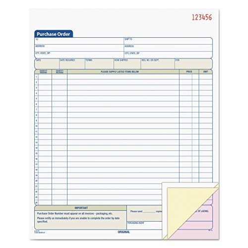 TOPS Purchase Order Book, 3-Part, Carbonless, 8-3/8 x 10-3/16 Inches, 50 Sets per Book (46147)
