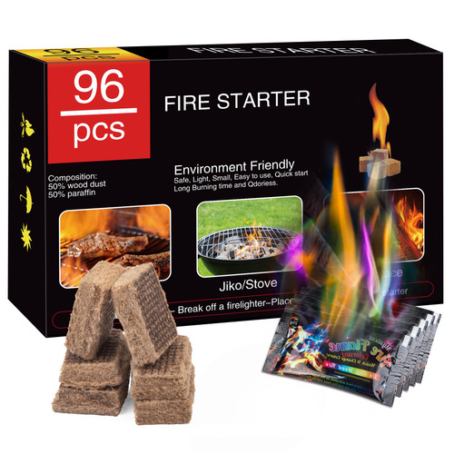 Fire Starter Squares for Campfires with Magic Flame, Charcoal Starter Fire Starters for Grill, Wood Stoves, Fire Pit, BBQ, Fireplace, Chimney, Camping Gear and Smoker, Firestarter Camping Essentials Fire Starter Squares for Campfires with Magic Flame, Charcoal Starter Fire Starters for Grill, Wood Stoves, Fire Pit, BBQ, Fireplace, Chimney, Camping Gear and Smoker, Firestarter Camping Essentials
