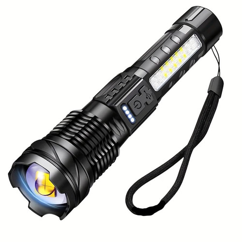 MVIOCS LED Flashlight Rechargeable, Bright Zoomable LED Flashlights with High Lumens and 7 Modes, Powerful Emergency Flashlights Camping, Hiking, Dog Walking, and Outdoor Use (1Pack)