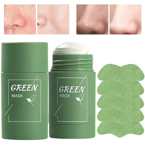 Oneews Green Tea Mask Stick Blackhead Remover, Green Tea Face Mask with Blackhead Strips, Poreless Deep Cleanse Green Tea Mask Blackhead Strips for Nose Face, Green Clay Cleansing Mask for Women Men