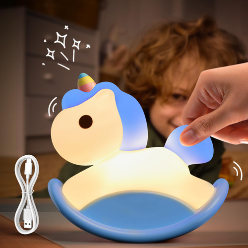 Unicorn Night Light for Kids Room,Babies,Toddlers, Nursery - Rechargeable, Portable,Cordless - 30 Min Sleep Timer - Cool Room Decor Lamp Birthday Gifts for Boys Kids