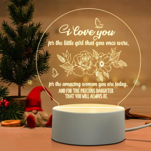 BeneCharm Daughter Gifts from Mom, Mothers Day Gifts for Daughter Adult - Idea Birthday Graduation Wedding Gifts for Daughter from Mom & Dad - Personalized Acrylic Night Lamp with Base