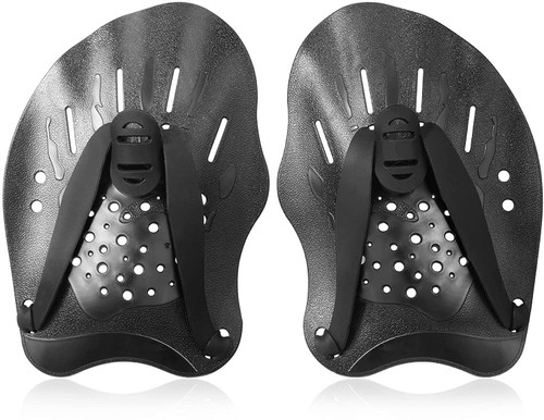 Houson 1 Pair Swim Paddle Hand Exercise Swim Training Paddle Adjustable Diving Training Hand Fin Flipper Flat Paddle Swimming Training Aid for Men Women Children