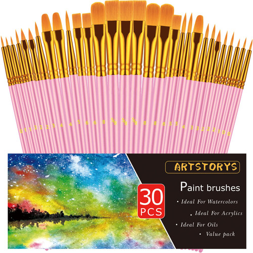 Paint Brushes Set, 30 Pcs Paint Brushes for Acrylic Painting, Oil Watercolor Acrylic Paint Brush, Artist Paintbrushes for Body Face Rock Canvas, Kids Adult Drawing Arts Crafts Supplies, Pink Paint Brushes Set, 30 Pcs Paint Brushes for Acrylic Painting, Oil Watercolor Acrylic Paint Brush, Artist Paintbrushes for Body Face Rock Canvas, Kids Adult Drawing Arts Crafts Supplies, Pink