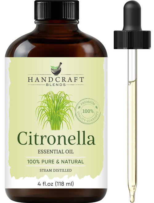 Handcraft Blends Citronella Essential Oil - 100% Pure and Natural - Premium Therapeutic Grade with Premium Glass Dropper - Huge 4 fl. Oz