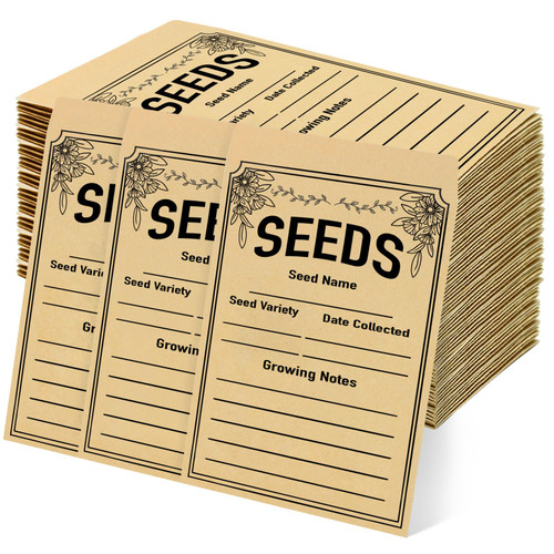 100pcs Seed Packets Envelopes - Seed Storage Envelopes - Vegetable Seeds Saving Envelopes - Self Sealing Kraft Envelopes for Seed Organizer - 3.1 X 4.7in Seed Packets, Brown