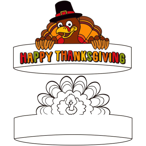AKEROCK Thanksgiving Crafts for Kids, Color Your Own Turkey Crowns for Party Favors, 12 PCS Turkey Hats - Thanksgiving Activities for Kids at Home or School