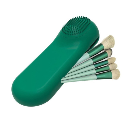 Magnetic Silicone Makeup Brush Bag, Portable Cosmetic Face Brushes Holder, Makeup Brush Organizer Travel Pouch, Brush Storage Case, Green Magnetic Silicone Makeup Brush Bag, Portable Cosmetic Face Brushes Holder, Makeup Brush Organizer Travel Pouch, Brush Storage Case, Green