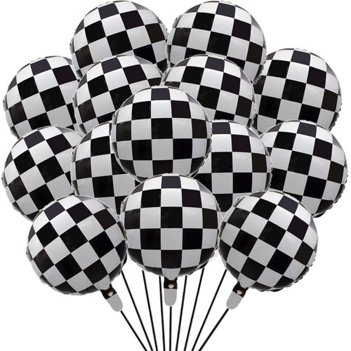25Pcs 18inch Racing Car Balloon Checkerboard Balloon Foil Balloon Black White Checkered Helium Balloon for Boy Adult Racing Themed Party Decoration Supply 25Pcs 18inch Racing Car Balloon Checkerboard Balloon Foil Balloon Black White Checkered Helium Balloon for Boy Adult Racing Themed Party Decoration Supply
