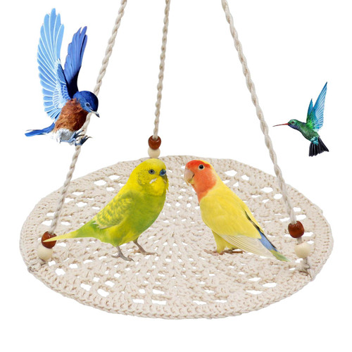 Bird Swing Toys, Hanging Bird Parrot Hammock, Colorful Cotton Bird Perch Stand, Bird Cage Accessories for Parakeet Cockatiel Conure Lovebird Budgie