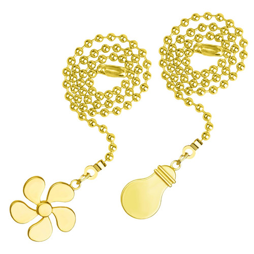 LLMSIX Ceiling Fan Pull Chain Set Pull Chain Extension 13 Inch Ceiling Fan Pull Chain Extender Fan Pull Chain Extension with Fan Light Bulb Chain Connector for Ceiling Light Lamp Fan Chain (Golden)