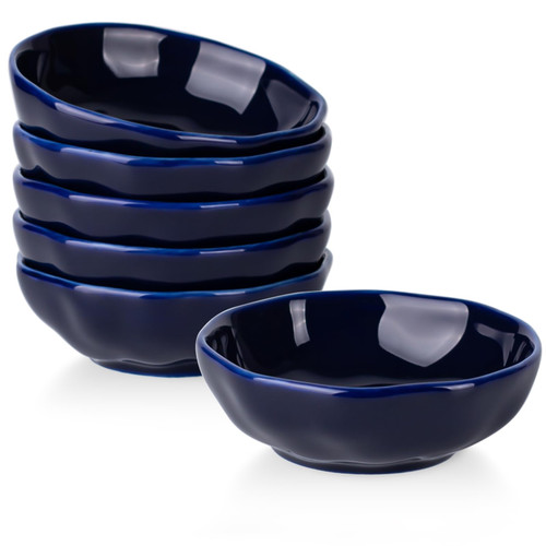 Tacuhy 6 Pack Ceramic Soy Sauce Dish, Dipping Bowls, 3 Oz Small Pinch Bowls, Prep Bowls, Seasoning Condiment Bowls, Mini Side Dishes Dip Bowls for Dipping Sushi Sauce, Navy Tacuhy 6 Pack Ceramic Soy Sauce Dish, Dipping Bowls, 3 Oz Small Pinch Bowls, Prep Bowls, Seasoning Condiment Bowls, Mini Side Dishes Dip Bowls for Dipping Sushi Sauce, Navy