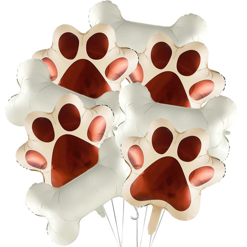 8Pcs Dog Party Balloons Decorations, Large 4Pcs Bone Shaped Foil Balloons 4Pcs Brown Dog Paw Print Shaped Mylar Balloons for Pets Dog Puppy Birthday Party Decorations Supplies