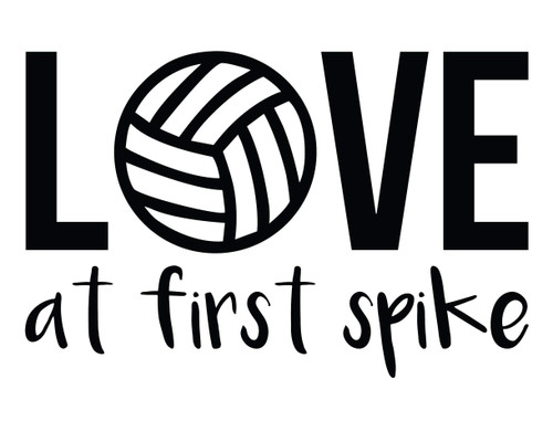 Love at First Spike Volleyball Vinyl Decal, Sports Bumper Sticker, Volleyball Player Coach Decal