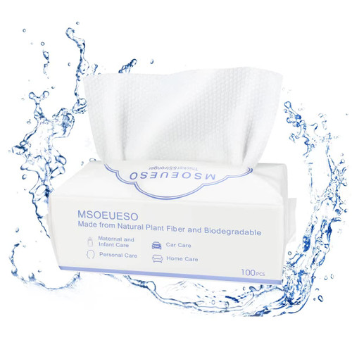 Disposable Face Towel, MSOEUESO 100% Cotton Facial Tissues, Wet Dry Face Cloths, Biodegradable Clean Towels, Makeup Remover Wipes, Ultra Soft for Adults and Baby 100 count, 1 pack