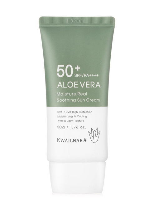 WELCOS KWAILNARA Aloe Vera Moisture Real Soothing Sun Cream | SPF50+ PA++++ | Non Nano and No Greasy | Korean Skin Care for Ultimate Sun Protection & Hydration | 50g / 1.76oz