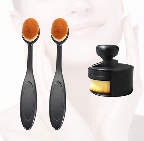 Foundation Makeup Brush,Oval Makeup Brushes and Kabuki Foundation Brush,Foundation Makeup Brush Set for Blending Liquid,Cream or Flawless Powder Cosmetics (3PCS,Black) Foundation Makeup Brush,Oval Makeup Brushes and Kabuki Foundation Brush,Foundation Makeup Brush Set for Blending Liquid,Cream or Flawless Powder Cosmetics (3PCS,Black)