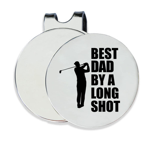 NGAEAK Funny Best Dad by a Long Shot Golf Ball Marker with a Magnetic Hat Clip Dad Gift for Golf Lovers Golfer Father