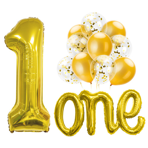 Gold 1 Balloons for 1st Birthday, 1st Birthday Balloons, One Balloon for First Birthday, Number 1 Decoration, One Birthday Decorations, First Birthday Decorations for Girl and Boy