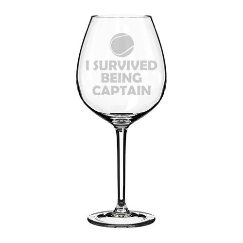 Wine Glass Goblet Tennis I Survived Being Captain (20 oz Jumbo)
