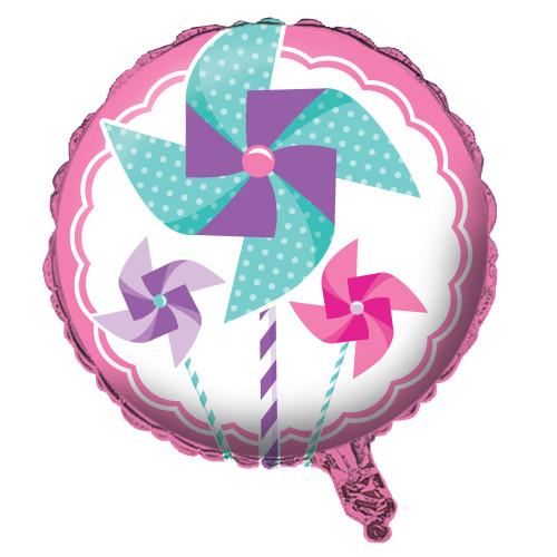 Creative Converting 315241 Pinwheel Metallic Pink Balloon, 18", 1ct