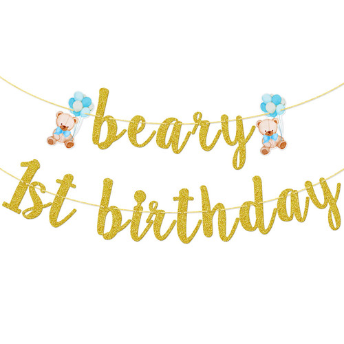 Beary 1st Birthday Banner, Teddybear First Birthday, Beary Sweet To Be One, Bear Themed Party Decorations, Teddy Bear Birthday Decorations, Gold Glitter Beary 1st Birthday Banner, Teddybear First Birthday, Beary Sweet To Be One, Bear Themed Party Decorations, Teddy Bear Birthday Decorations, Gold Glitter