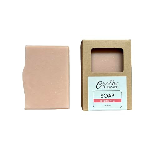 Plumeria Soap Bar by The Corner Handmade, Rose Kaolin Clay Soap Bar, Floral Soap