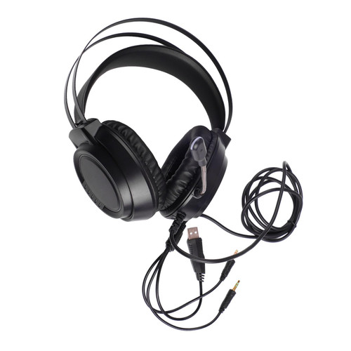 Gaming Headset with Microphone, Wired PC Gaming Headphones with RGB Light, Noise Canceling Mic, 7.1 Stereo Surround Sound, for Desktop Computer Laptop Phone (Black)