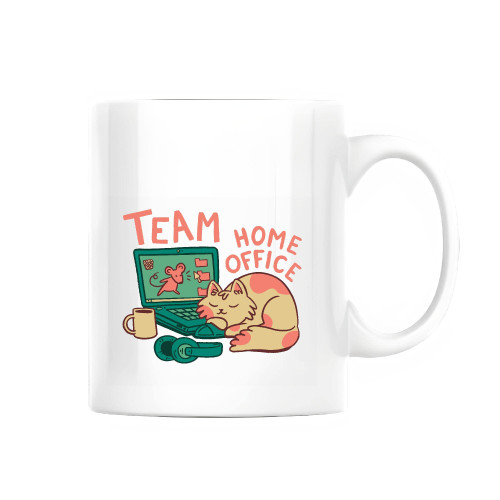 Gift for Home Office Workers Cat Sleeping Next to Laptop for Remote Workers 11oz 15oz White Coffee Mug