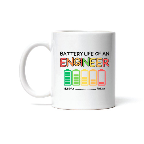 Funny Battery Life Engineer Appreciation Gift Idea Engineering 11oz 15oz White Coffee Mug
