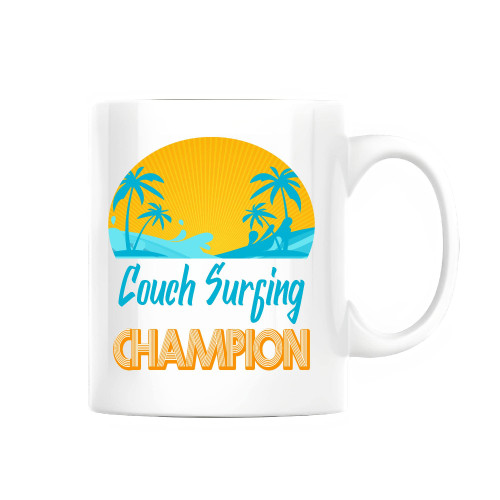Couch Surfing Champion beach Vacation 11oz 15oz White Coffee Mug
