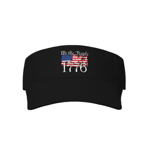 We The People 1776 Us Constitution Sunscreen Visor Cap Women Mens Hollow Flat Brim Hat Adjustable Sports Duck Tongue Hat Black