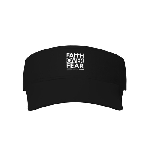 Faith Over Fear Sunscreen Visor Cap Womens Man's Hollow Flat Brim Hat Adjustable Sports Flat Brim Hat Black