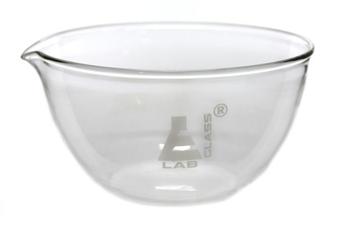 Evaporating Basin - 3" (76mm) Dia. Borosilicate Glass, Flat Bottom with Spout - Eisco Labs