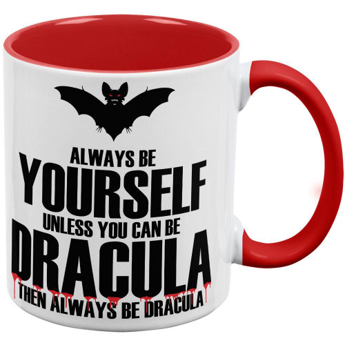 Old Glory Always Be Yourself Dracula Red Handle Coffee Mug White-Red Standard One Size