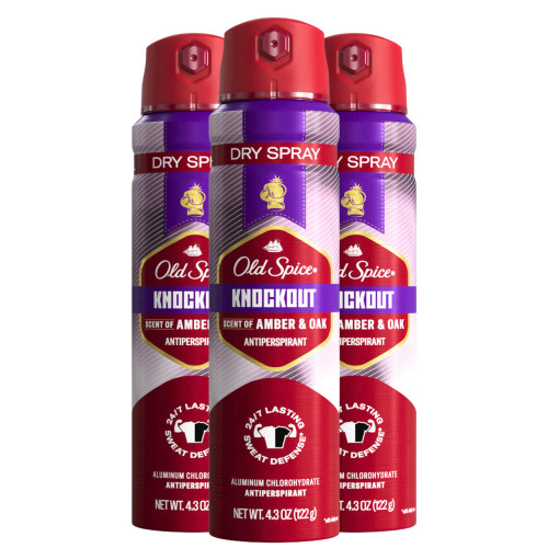 Old Spice Men's Antiperspirant & Deodorant Invisible Dry Spray Knockout, 24/7 Odor Protection, 4.3oz (Pack of 3) Old Spice Men's Antiperspirant & Deodorant Invisible Dry Spray Knockout, 24/7 Odor Protection, 4.3oz (Pack of 3)