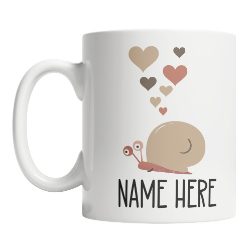 Personalized Snail With Hearts Mug - Custom Snail Name Coffee Mug (11oz)