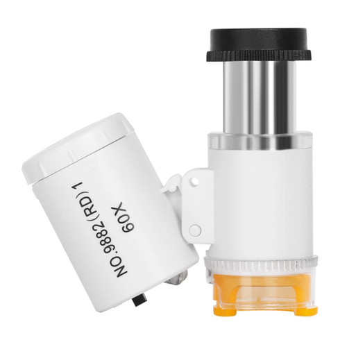 Microscope Accessories Kit Portable Microscope 60x LED Light Loupe Glass Lens Microscope Slides (Color : White)