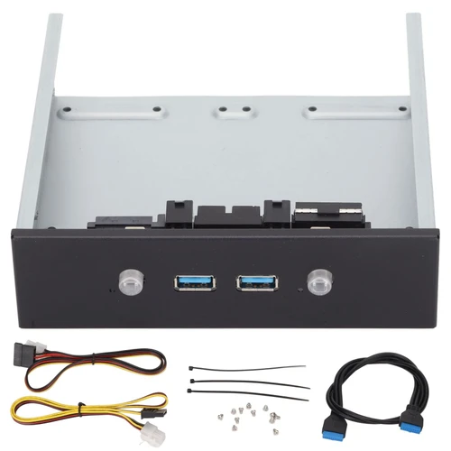 ASHATA Front Panel USB Hub,2 Ports USB3.0 USB 3.0 Front Panel Floppy Disk Bay Hub Bracket,USB Front Panel Adapter for Desktop Computer Optical Drive,USB Power Expansion,2.5in Hard Disk Bracket (PH7)