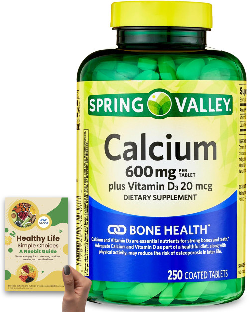 Spring Valley Calcium Plus 600 mg, Bone Health, Vitamin D3, 250 Tablets, Bundle with 'Healthy Life, Simple Choices: Guide' (2 Items) Spring Valley Calcium Plus 600 mg, Bone Health, Vitamin D3, 250 Tablets, Bundle with 'Healthy Life, Simple Choices: Guide' (2 Items)